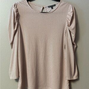 Adrianna Papell Pink and Black Polka Dot Blouse size Small